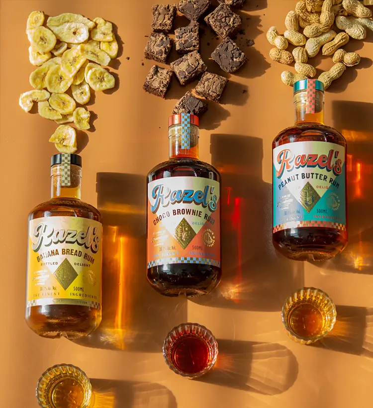 razel's rum treats cover photo peanut butter rum choco brownie banana bread